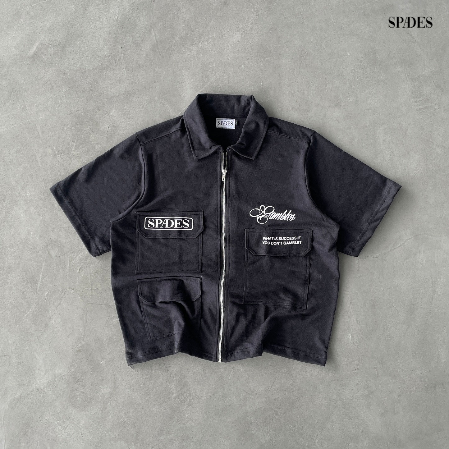 Spades High Stakes Utility Full Zip Polo