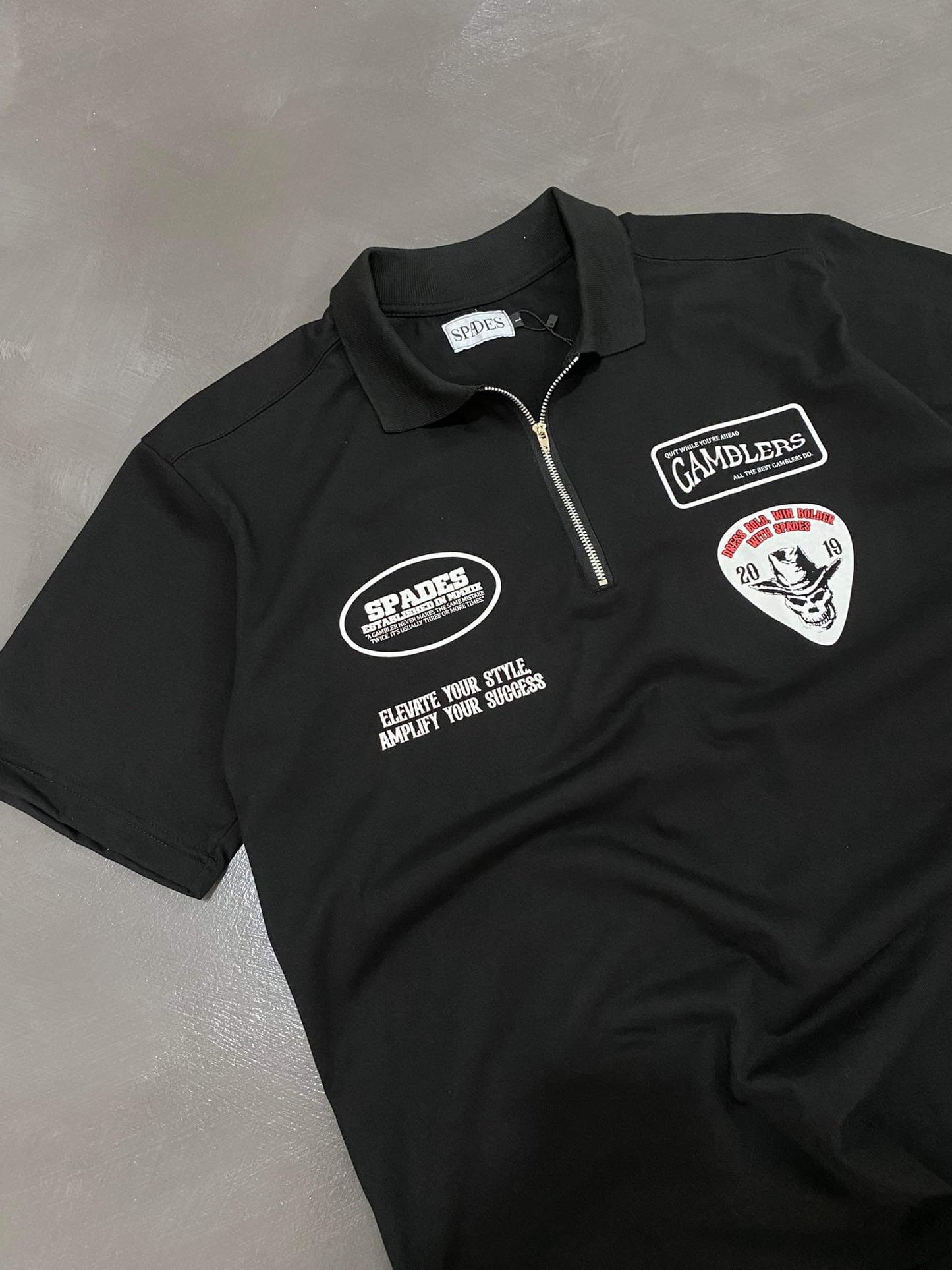 Spades Quarter Zip Polo All The Best Black