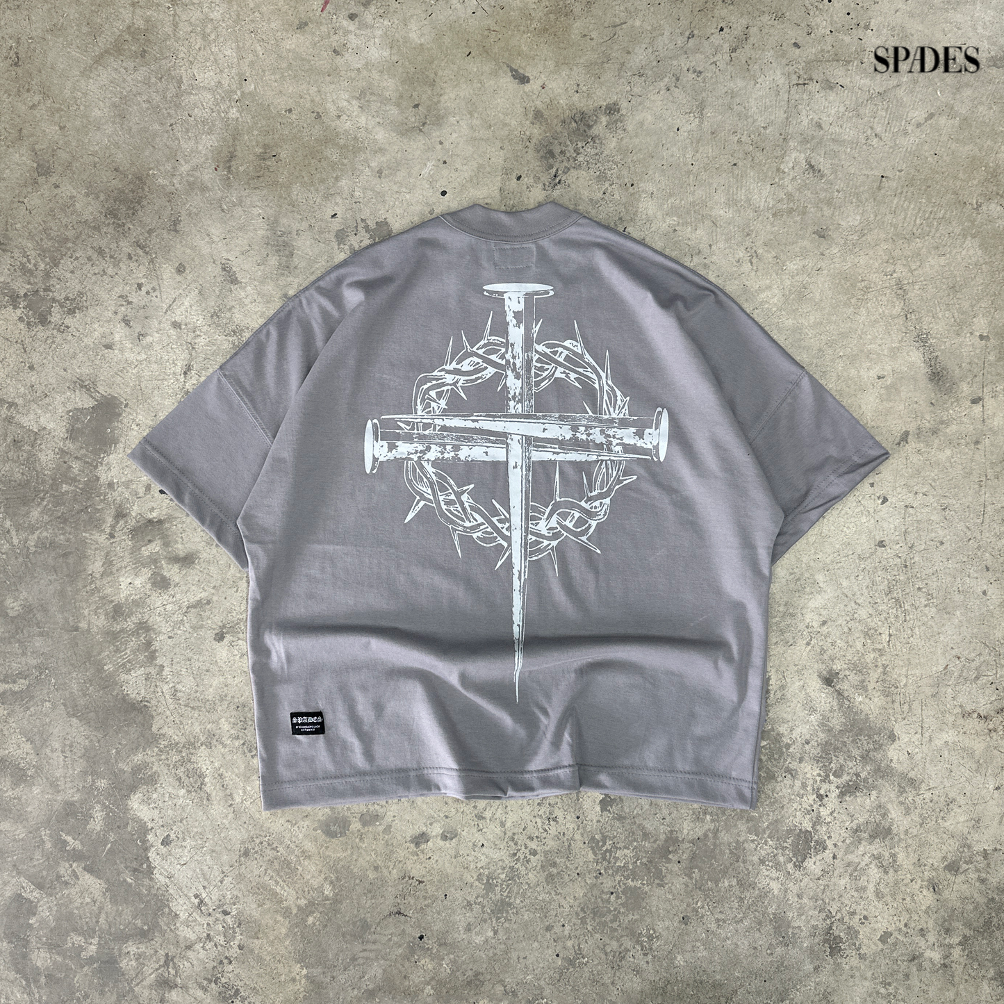 Thorn and Grace Boxy Crop Tee Gray