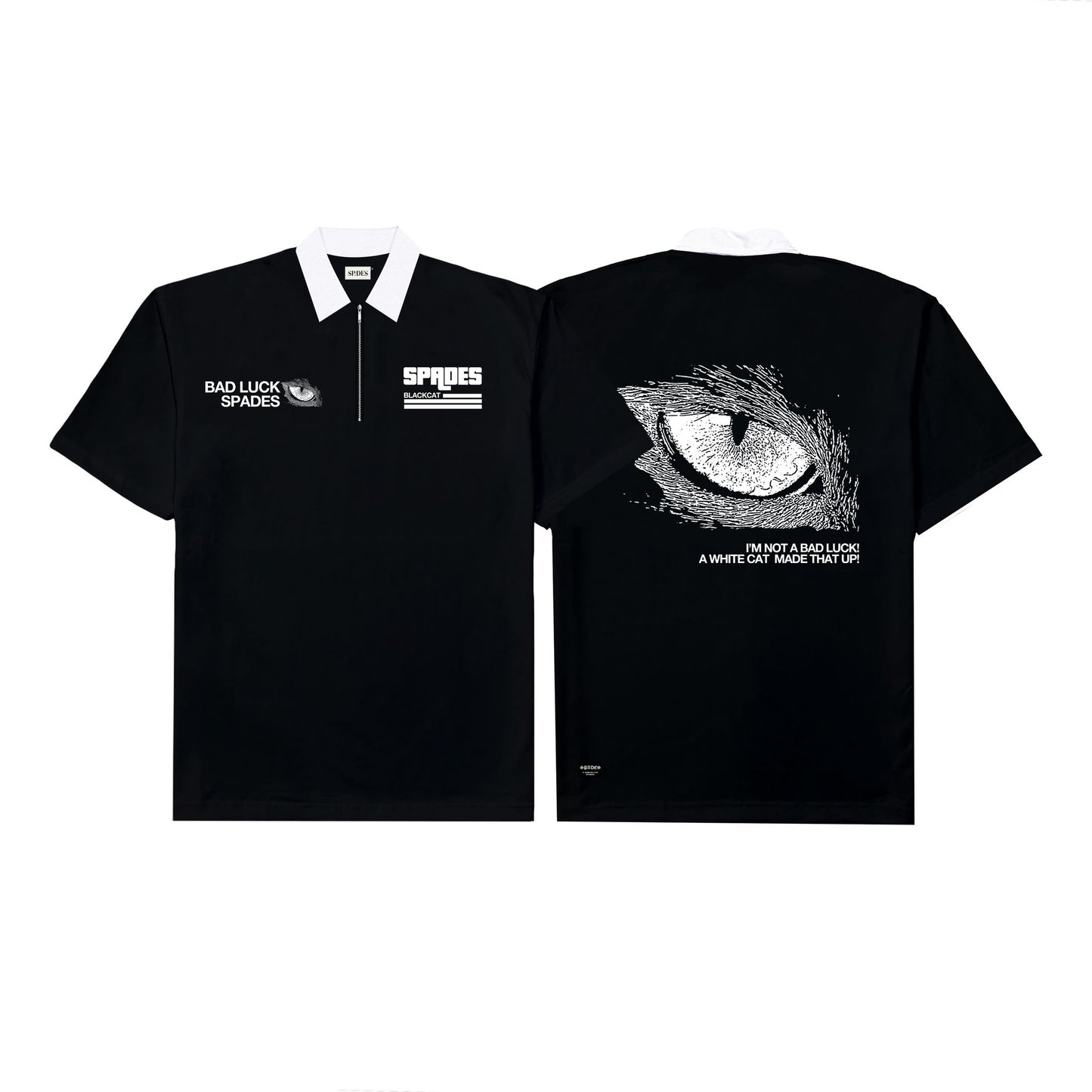 French Terry Quarter Zip Polo Crop Visionaries Black