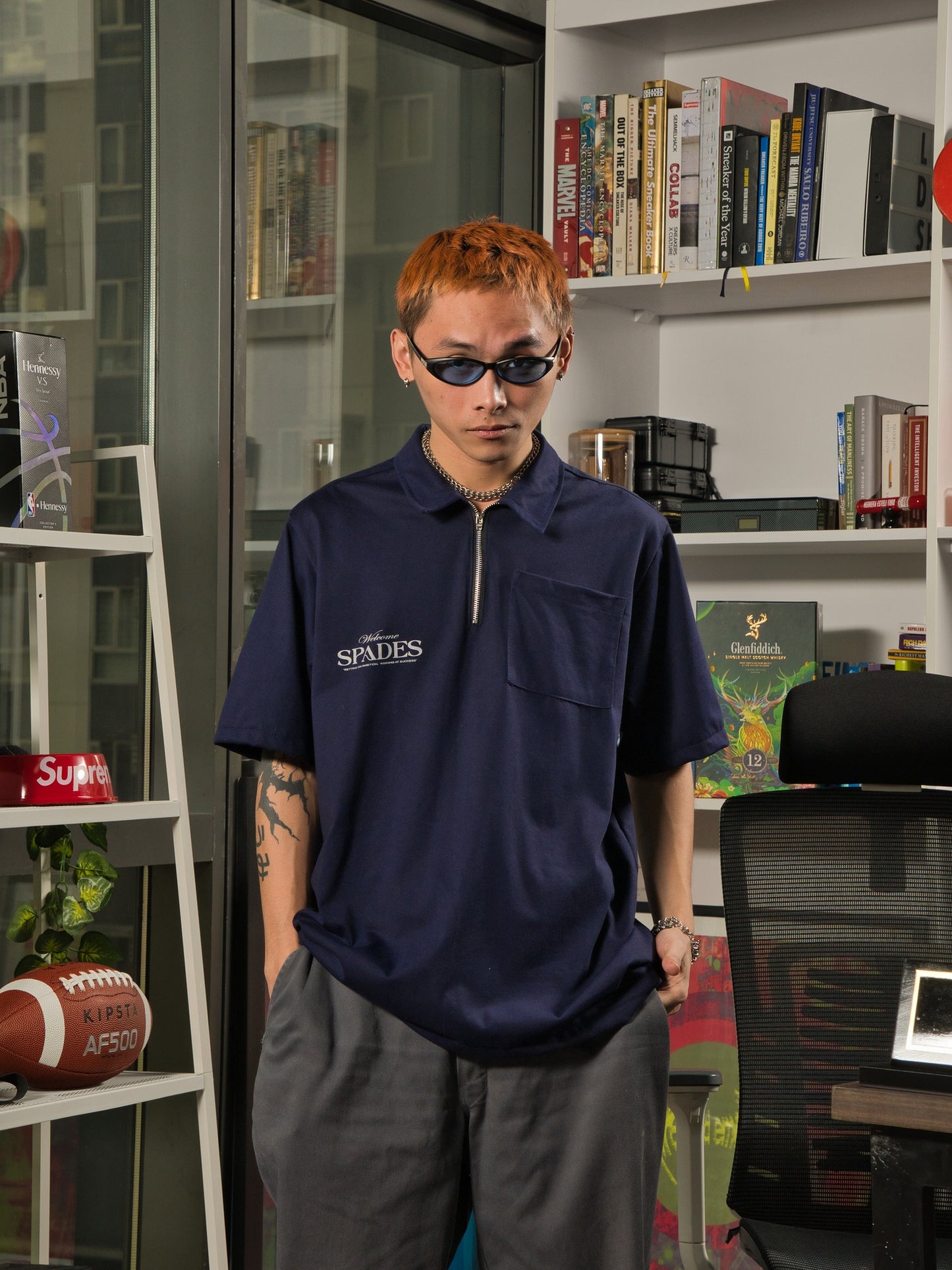 Spades Quarter Zip Polo Welcome Gamblers Navy Blue