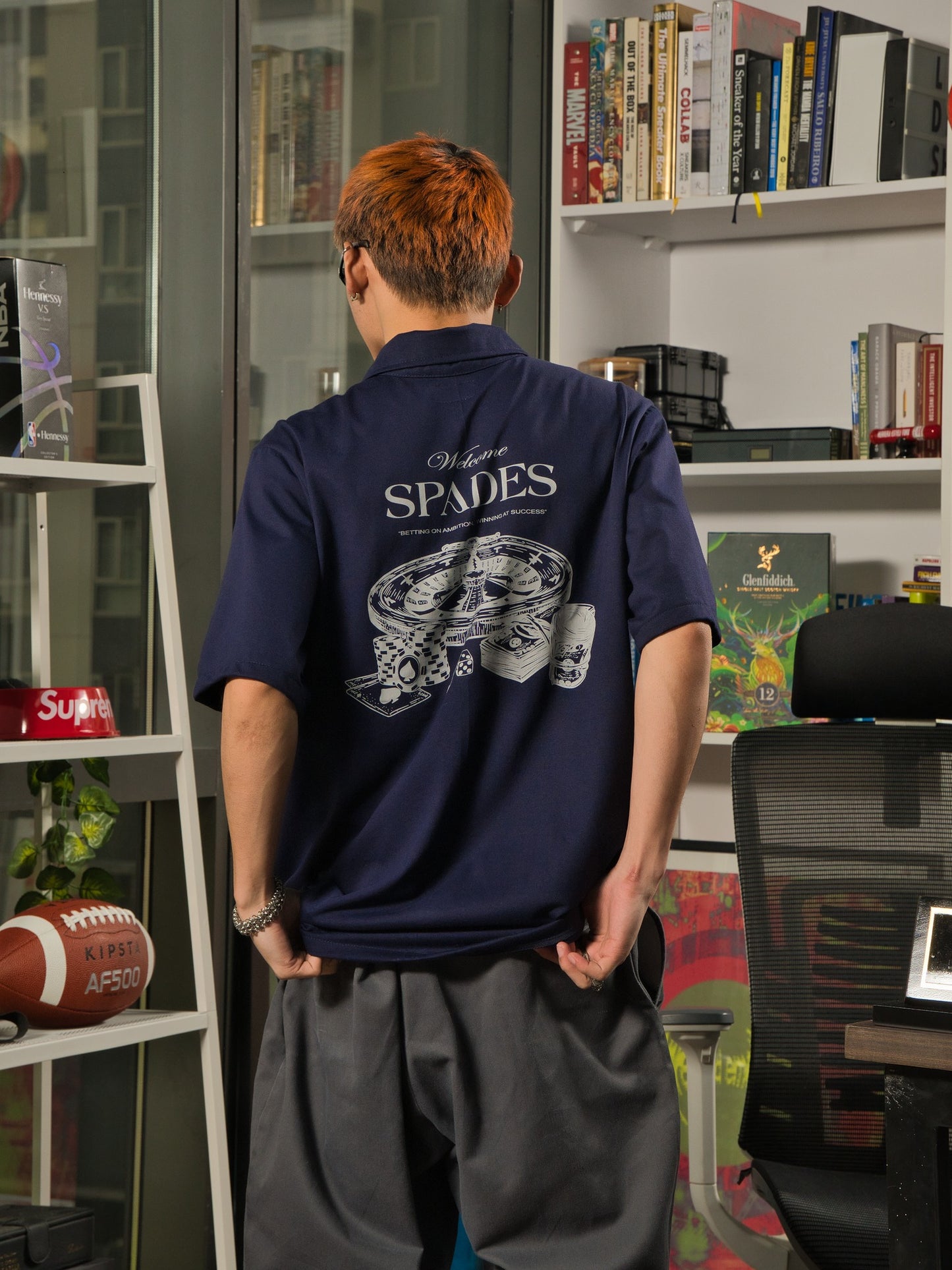 Spades Quarter Zip Polo Welcome Gamblers Navy Blue