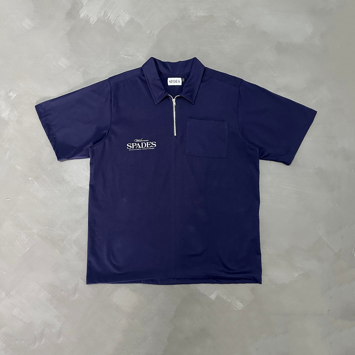 Spades Quarter Zip Polo Welcome Gamblers Navy Blue