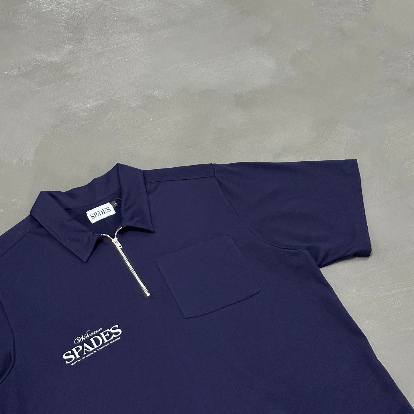 Spades Quarter Zip Polo Welcome Gamblers Navy Blue