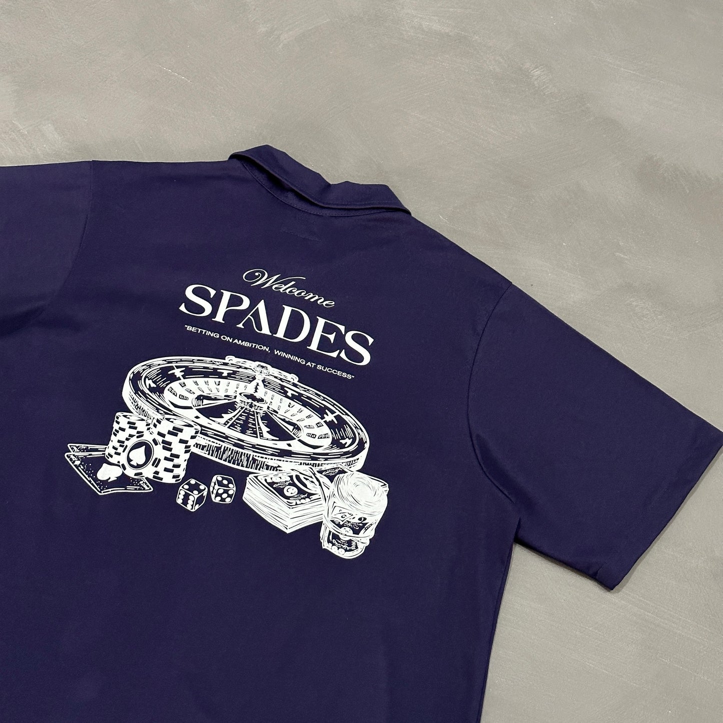 Spades Quarter Zip Polo Welcome Gamblers Navy Blue