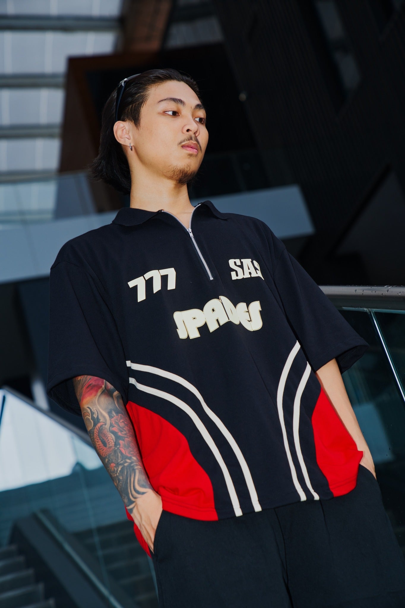 Quarter Zip Polo Crop Metro Surge Black