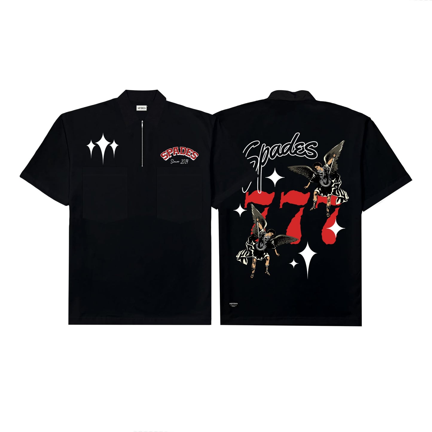 777 Angel Polo Zip Boxy Crop