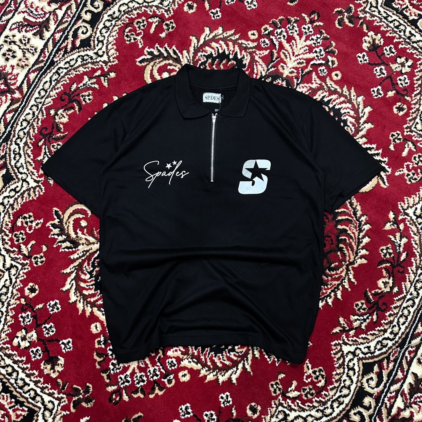 Spades Quarter Zip Polo Signature Black SPADES
