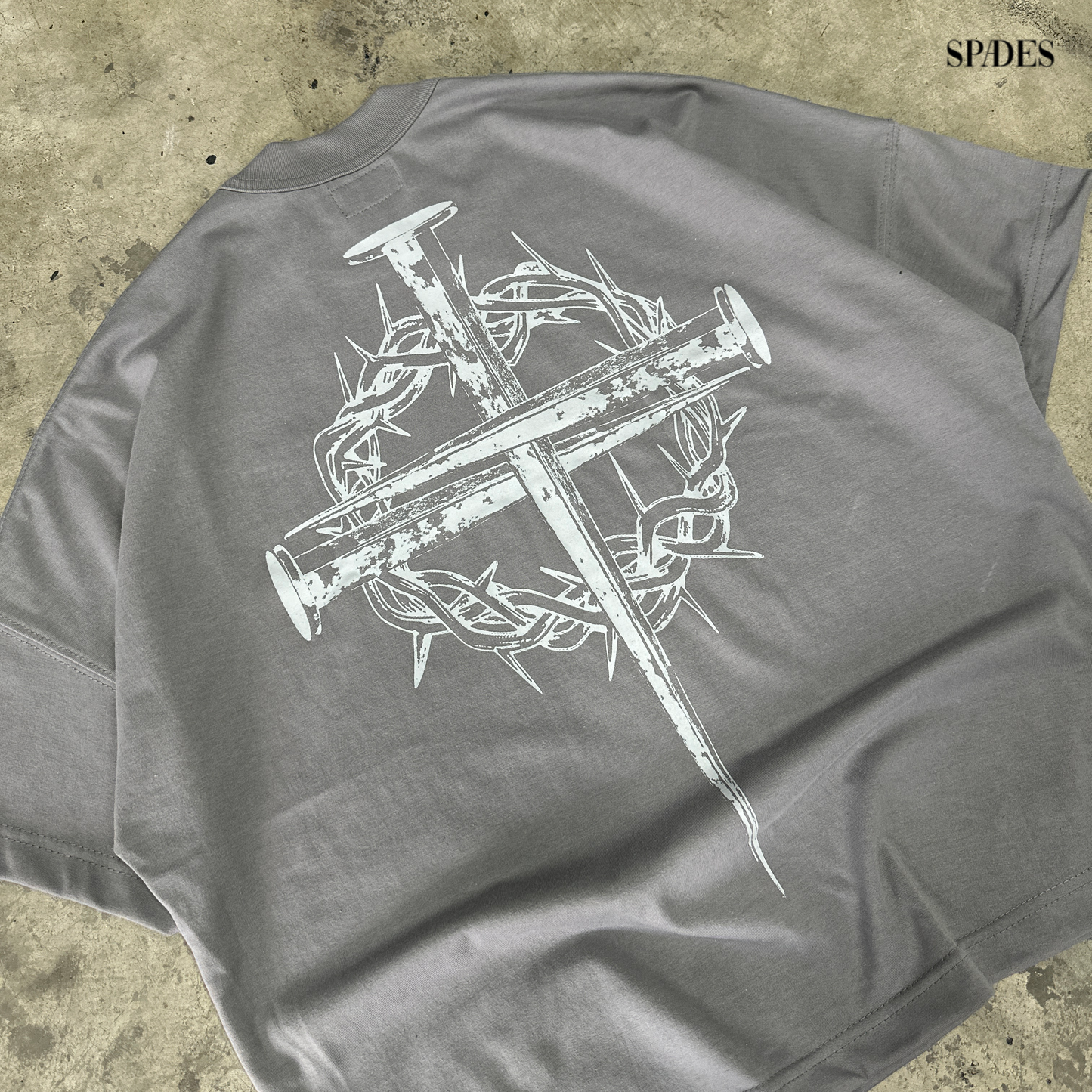 Thorn and Grace Boxy Crop Tee Gray
