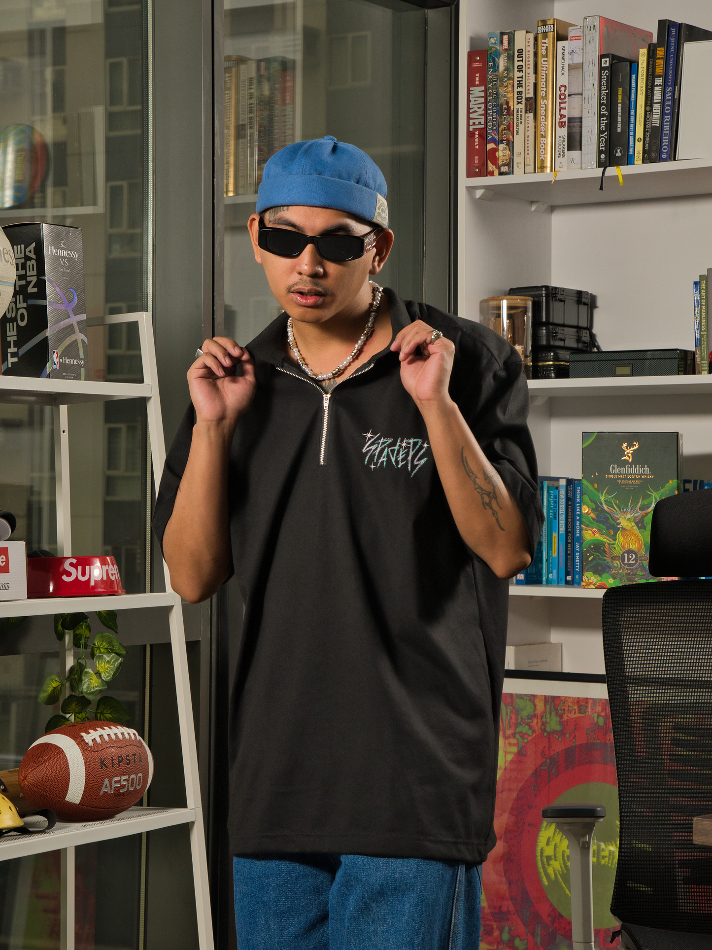 Spades Quarter Zip Polo Fearless Achiever Black