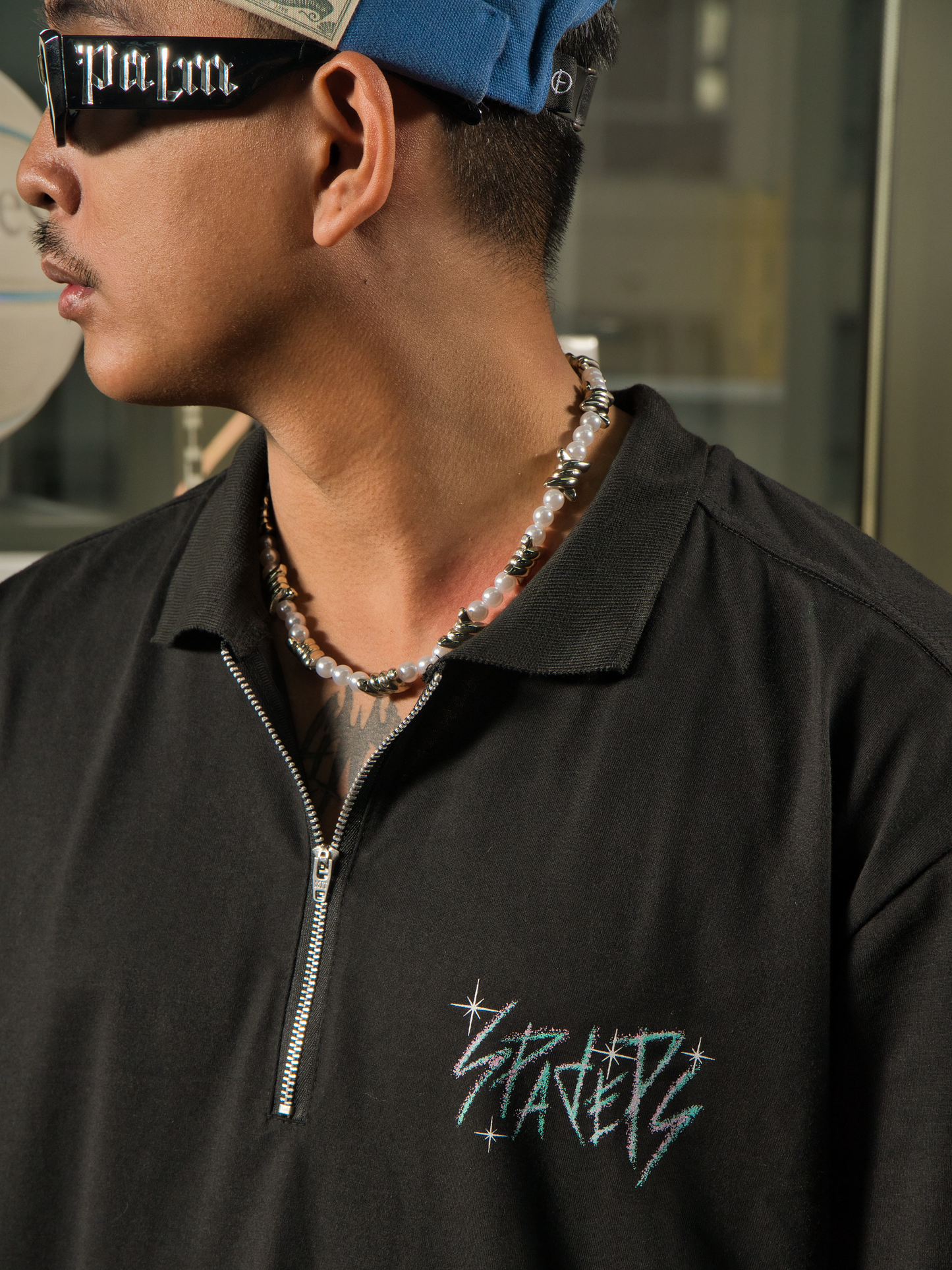 Spades Quarter Zip Polo Fearless Achiever Black