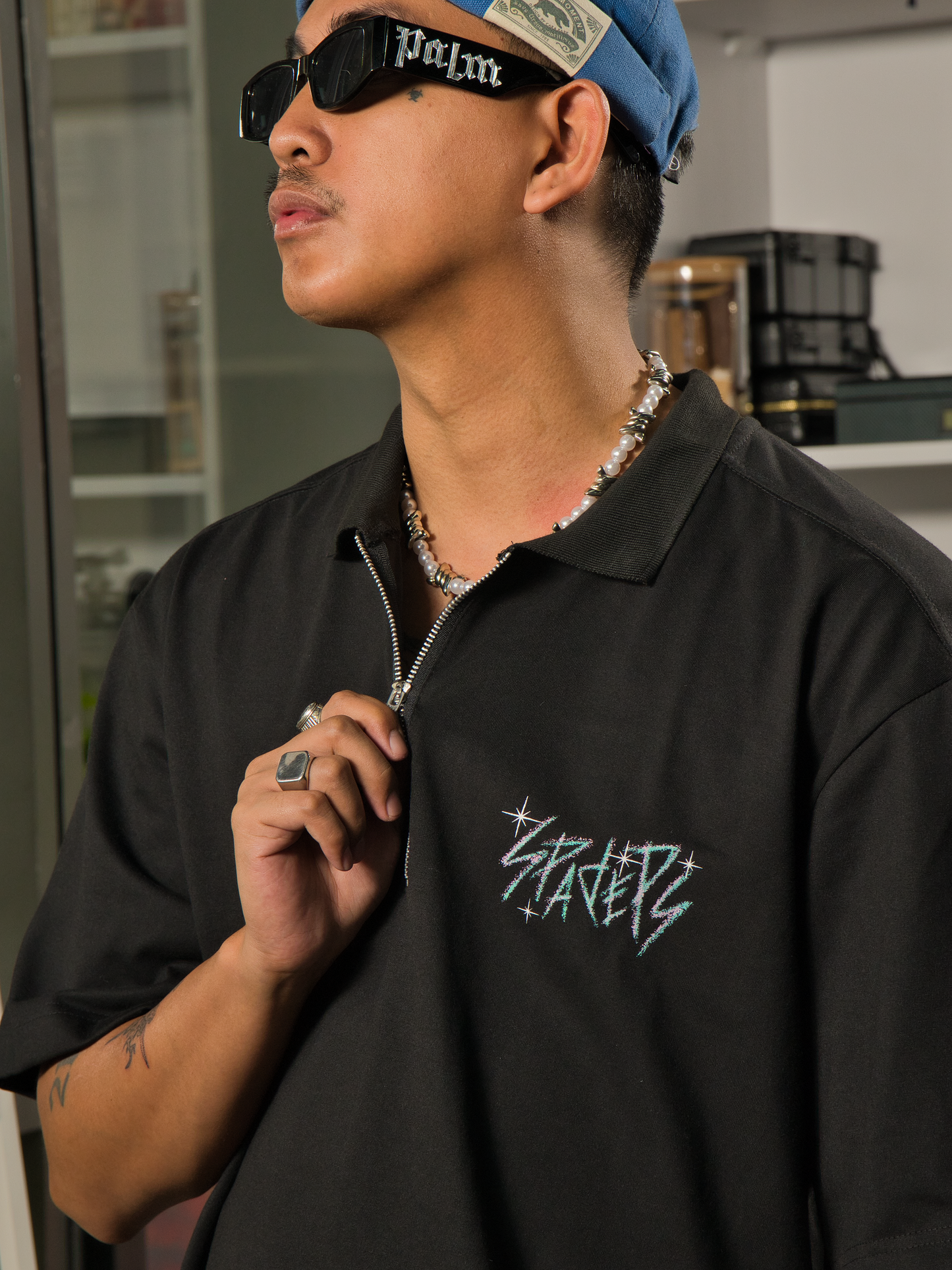 Spades Quarter Zip Polo Fearless Achiever Black