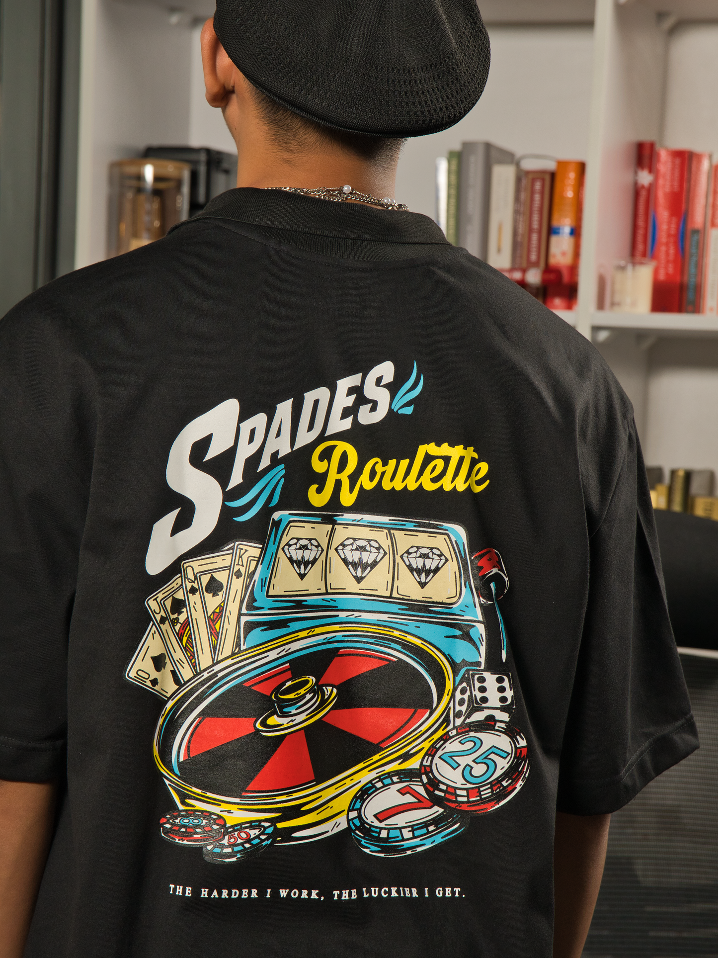 Spades Quarter Zip Polo Roulette Black