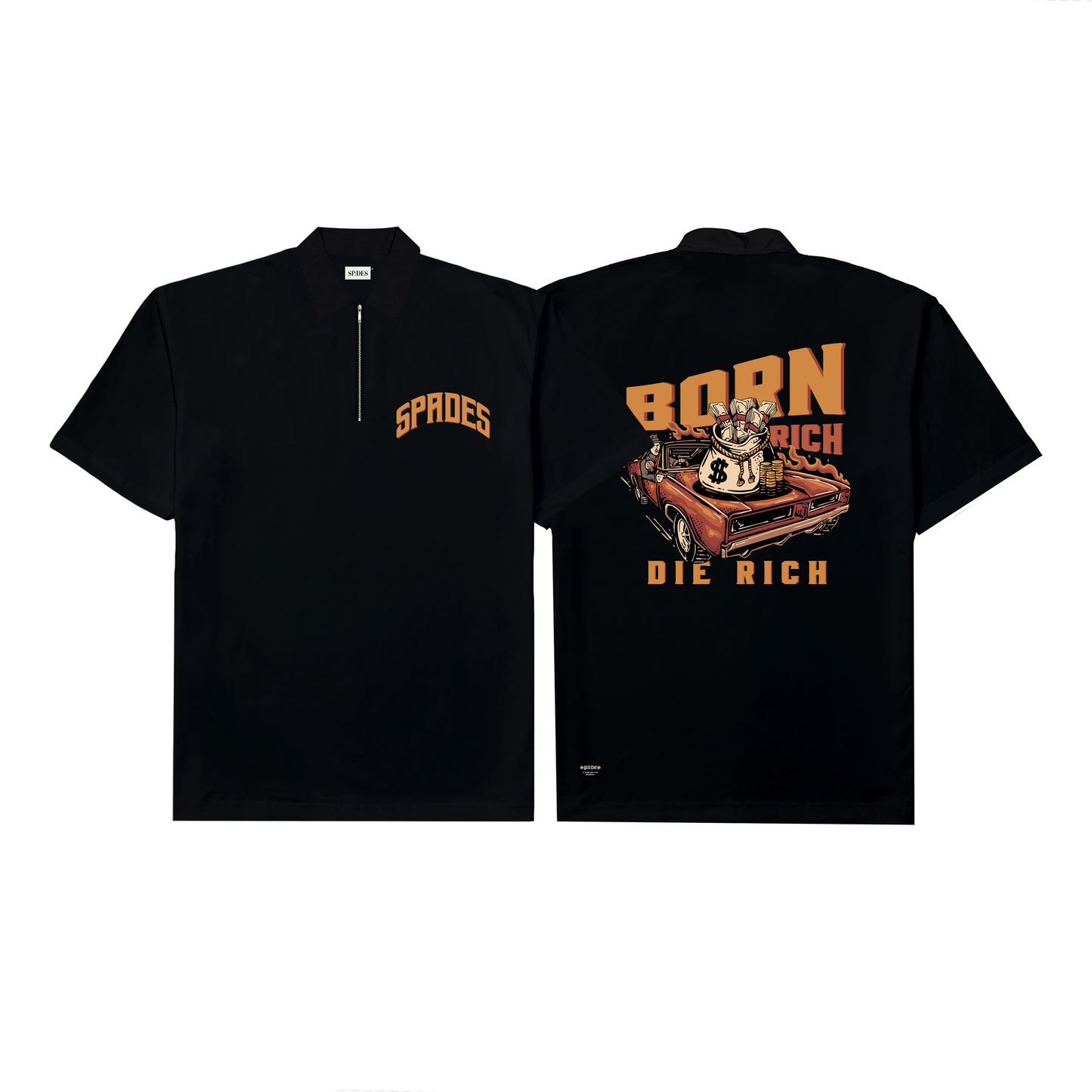 Spades Quarter Zip Polo Born Rich - Die Rich Black