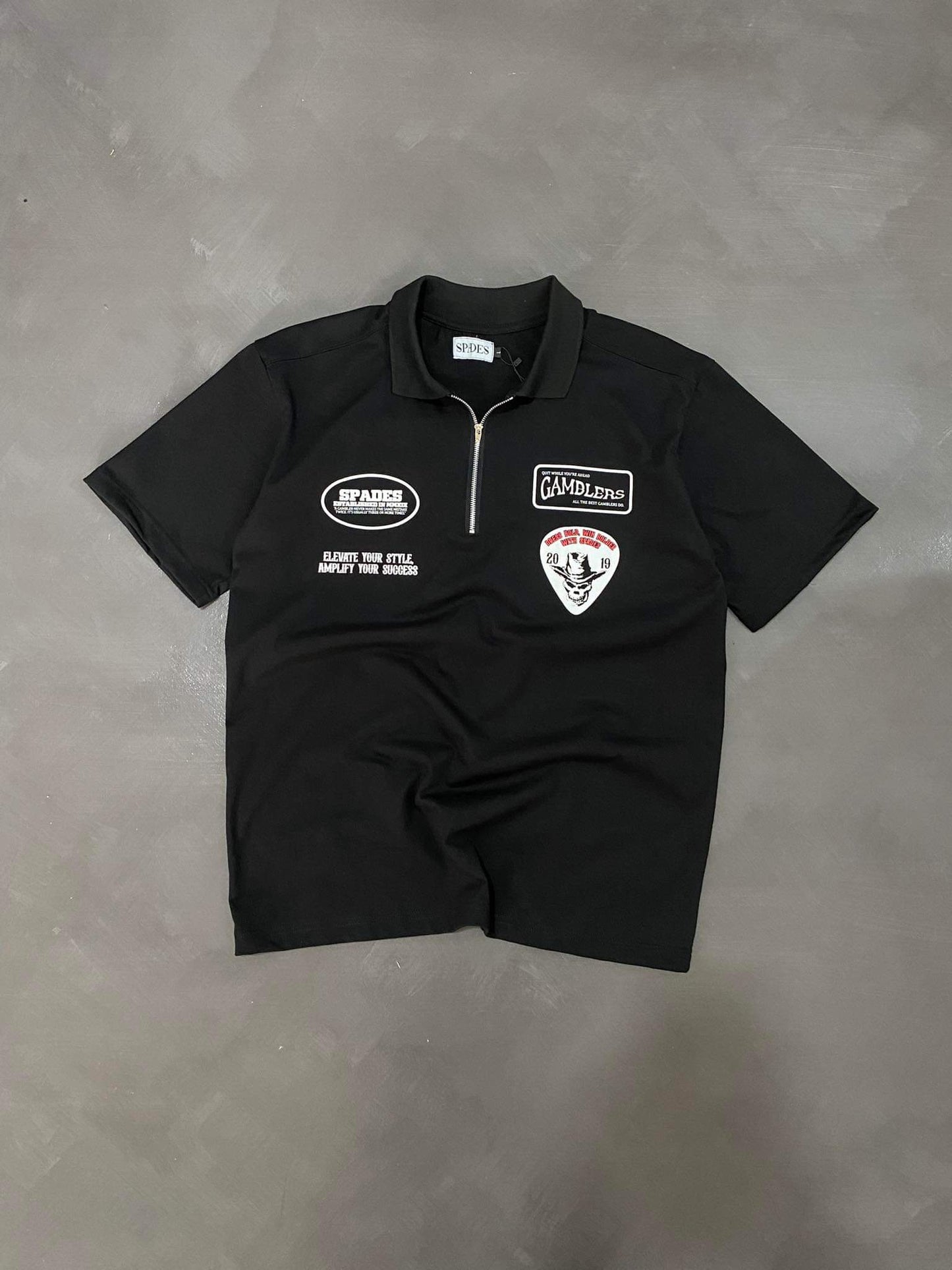 Spades Quarter Zip Polo All The Best Black