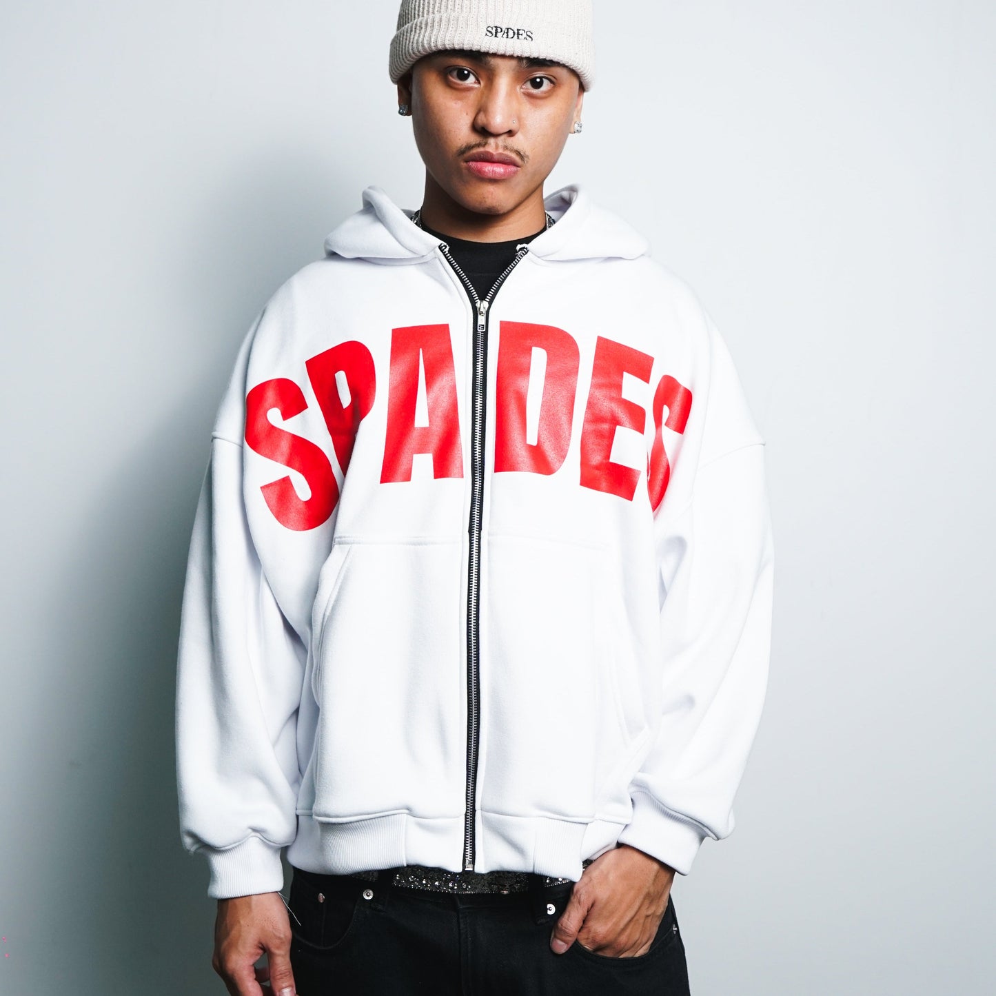 Spades Redline Zip-Up White Hoodie SPADES