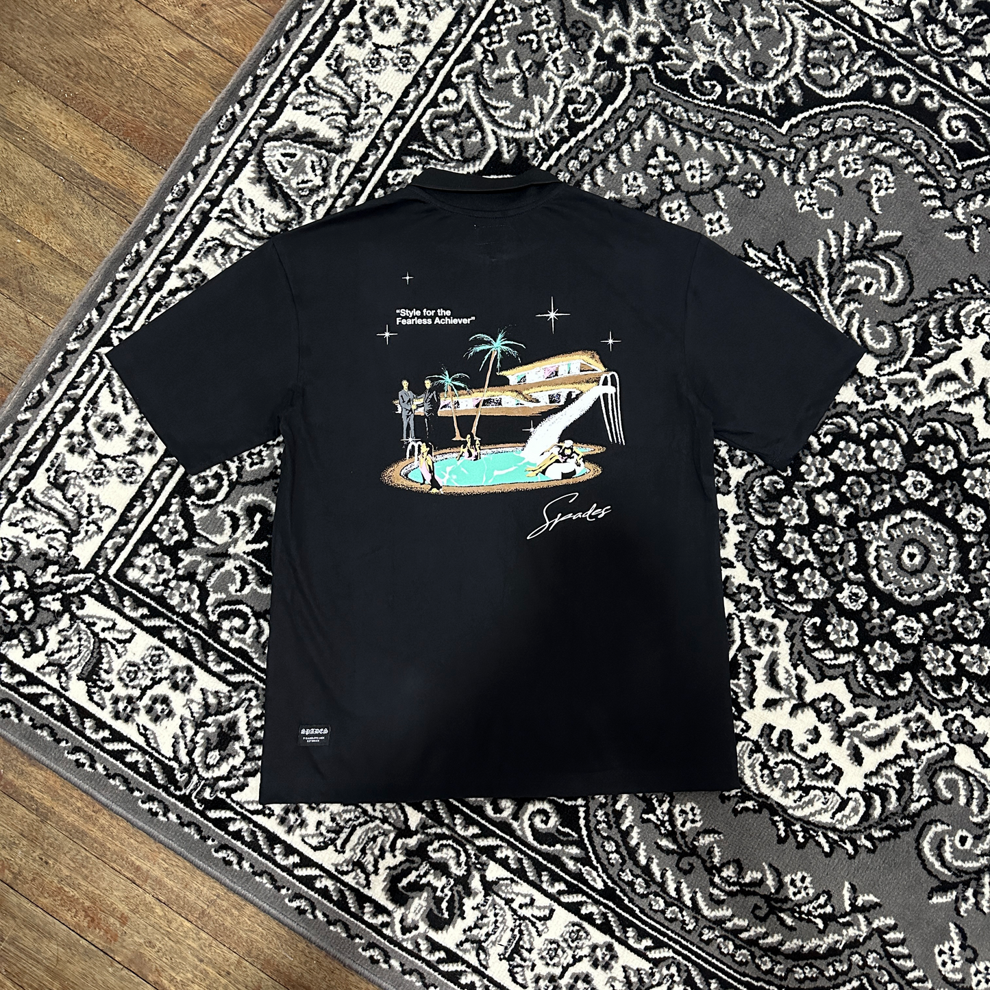 Spades Quarter Zip Polo Fearless Achiever Black