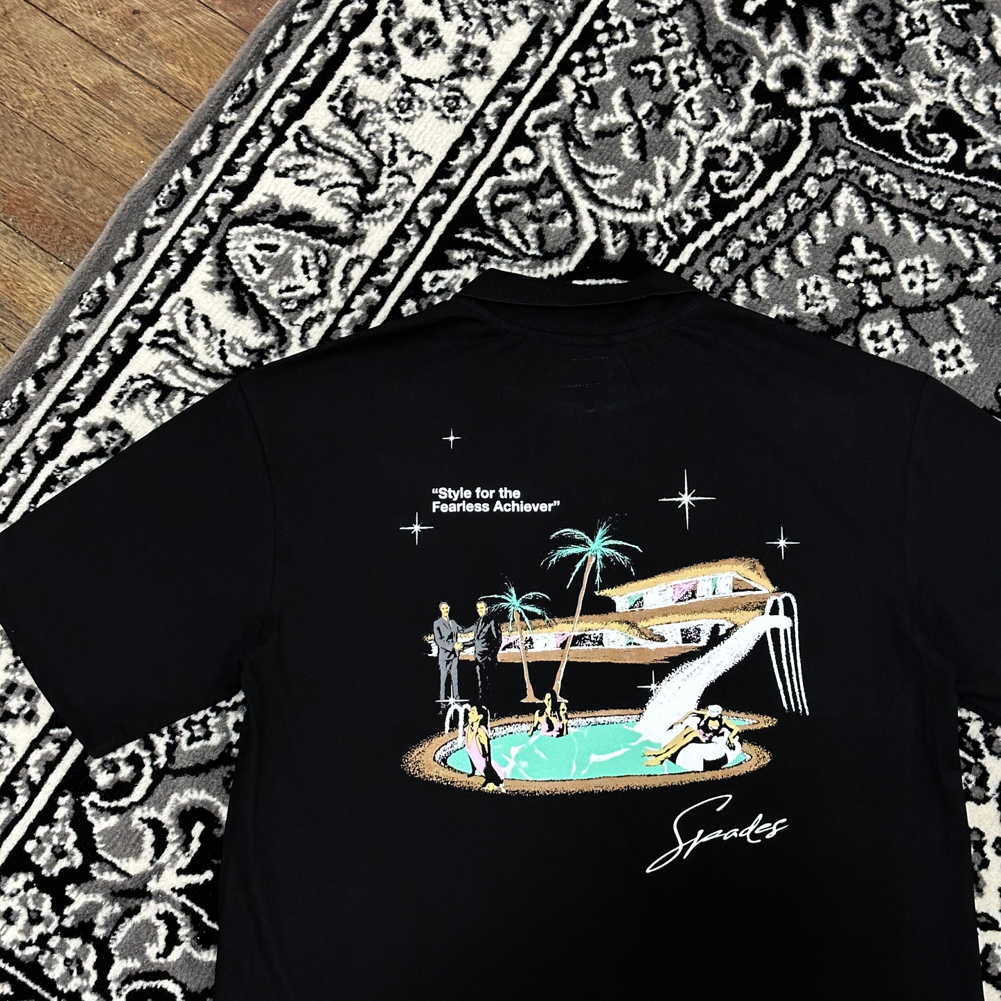 Spades Quarter Zip Polo Fearless Achiever Black
