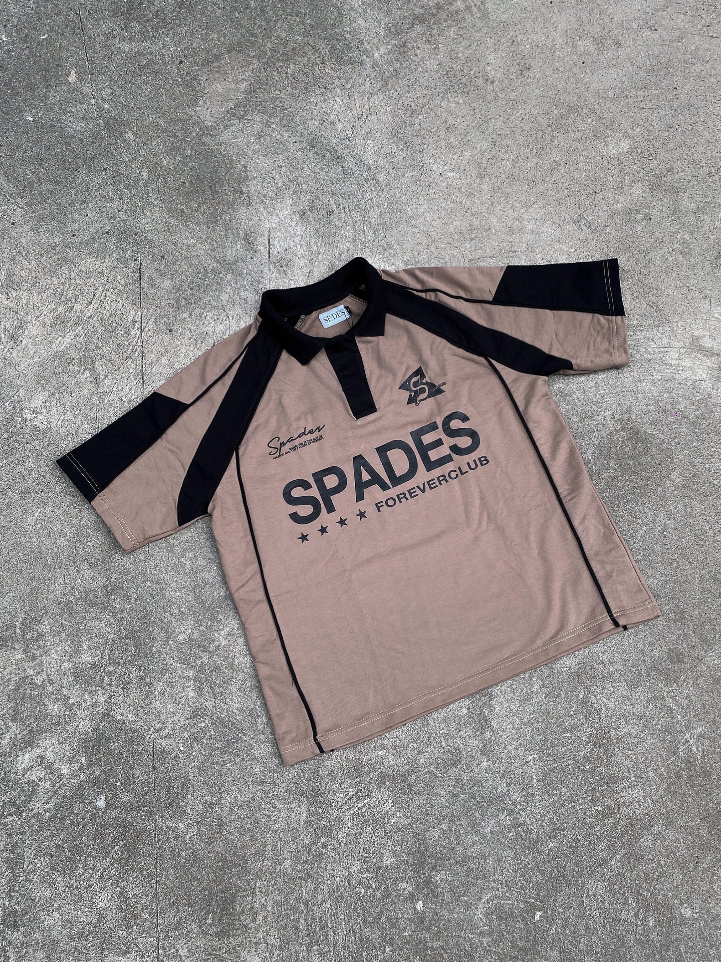 French Terry Crop Polo Shirt Fabric Avarice Saddle Brown