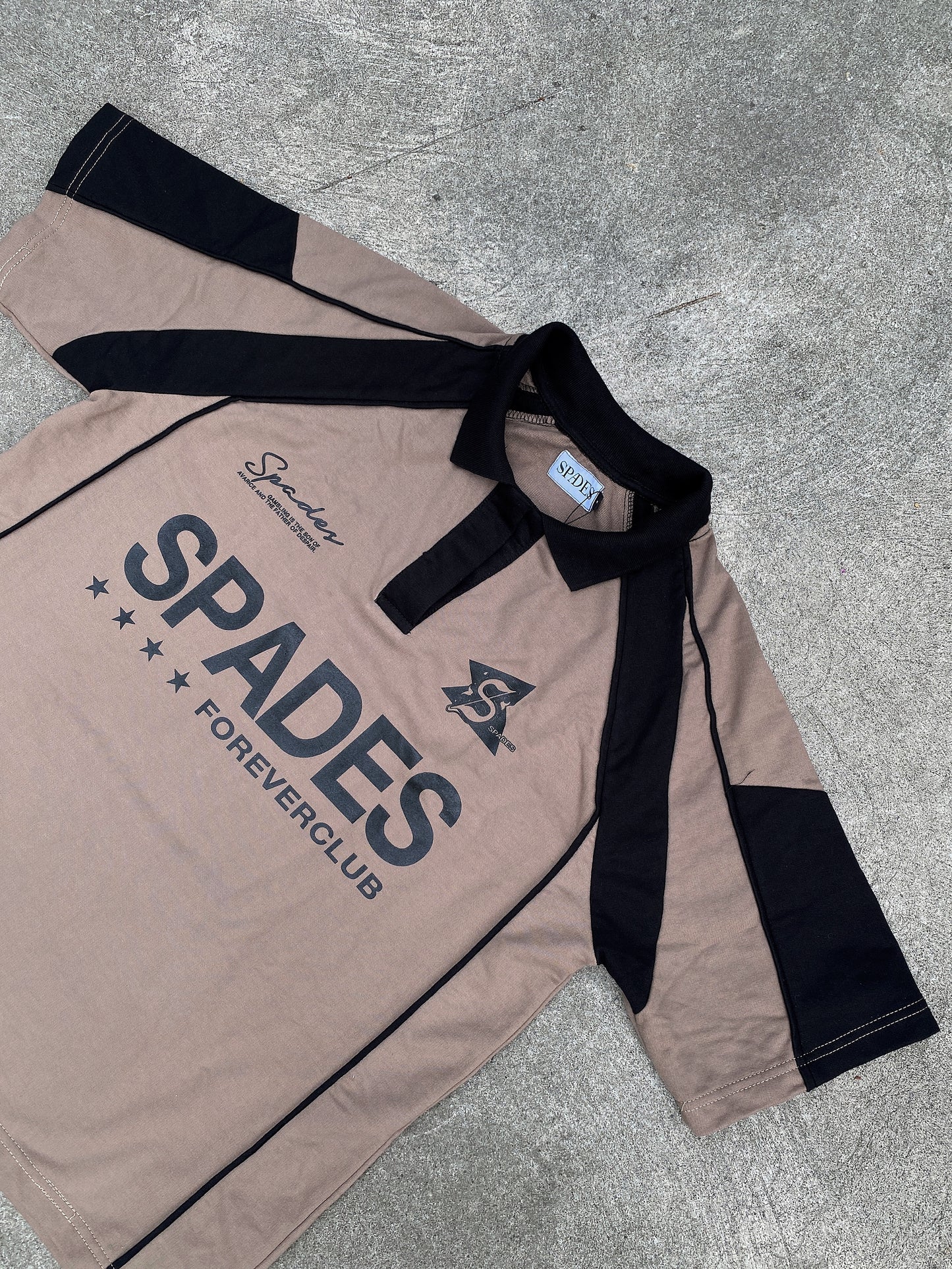 French Terry Crop Polo Shirt Fabric Avarice Saddle Brown