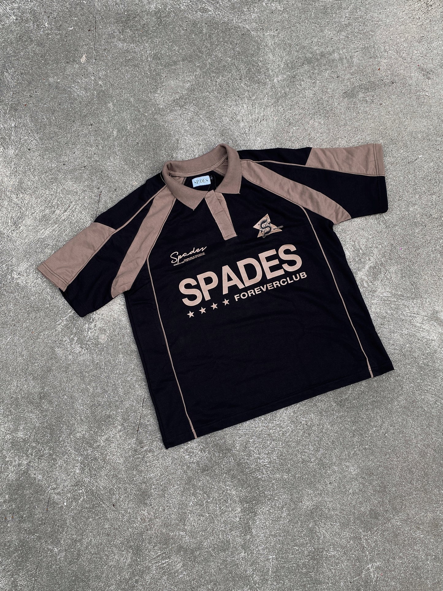 French Terry Crop Polo Shirt Fabric Avarice Black