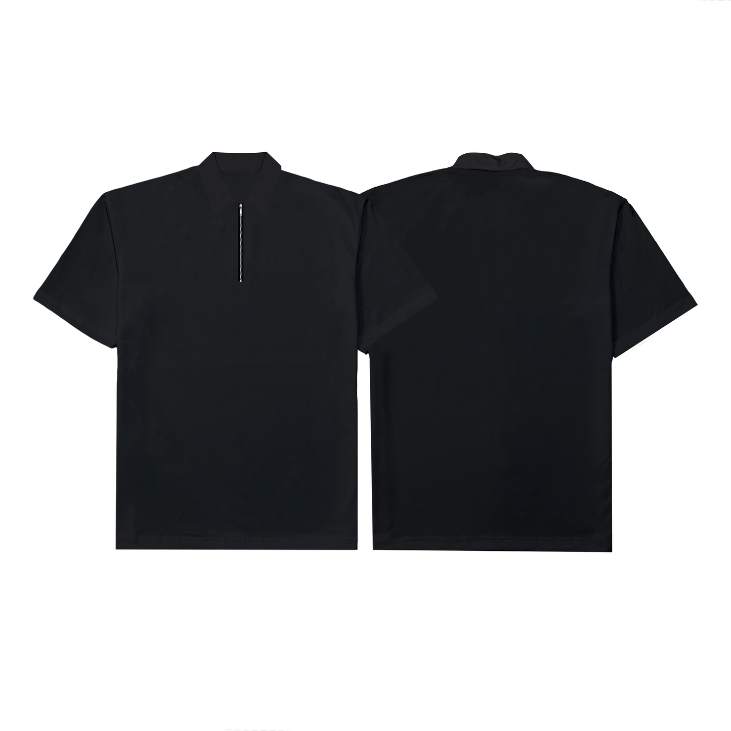 Corduroy Quarter Zip Polo Shirt Black