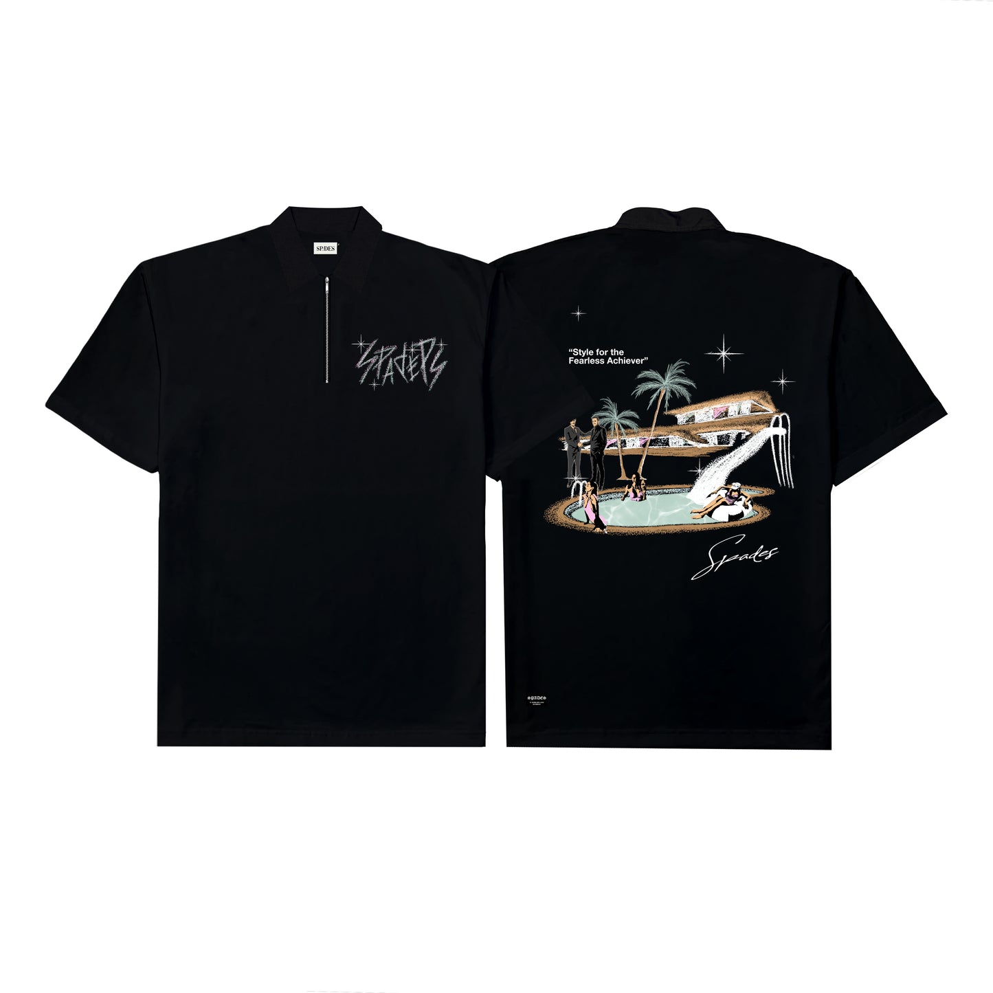 Spades Quarter Zip Polo Fearless Achiever Black