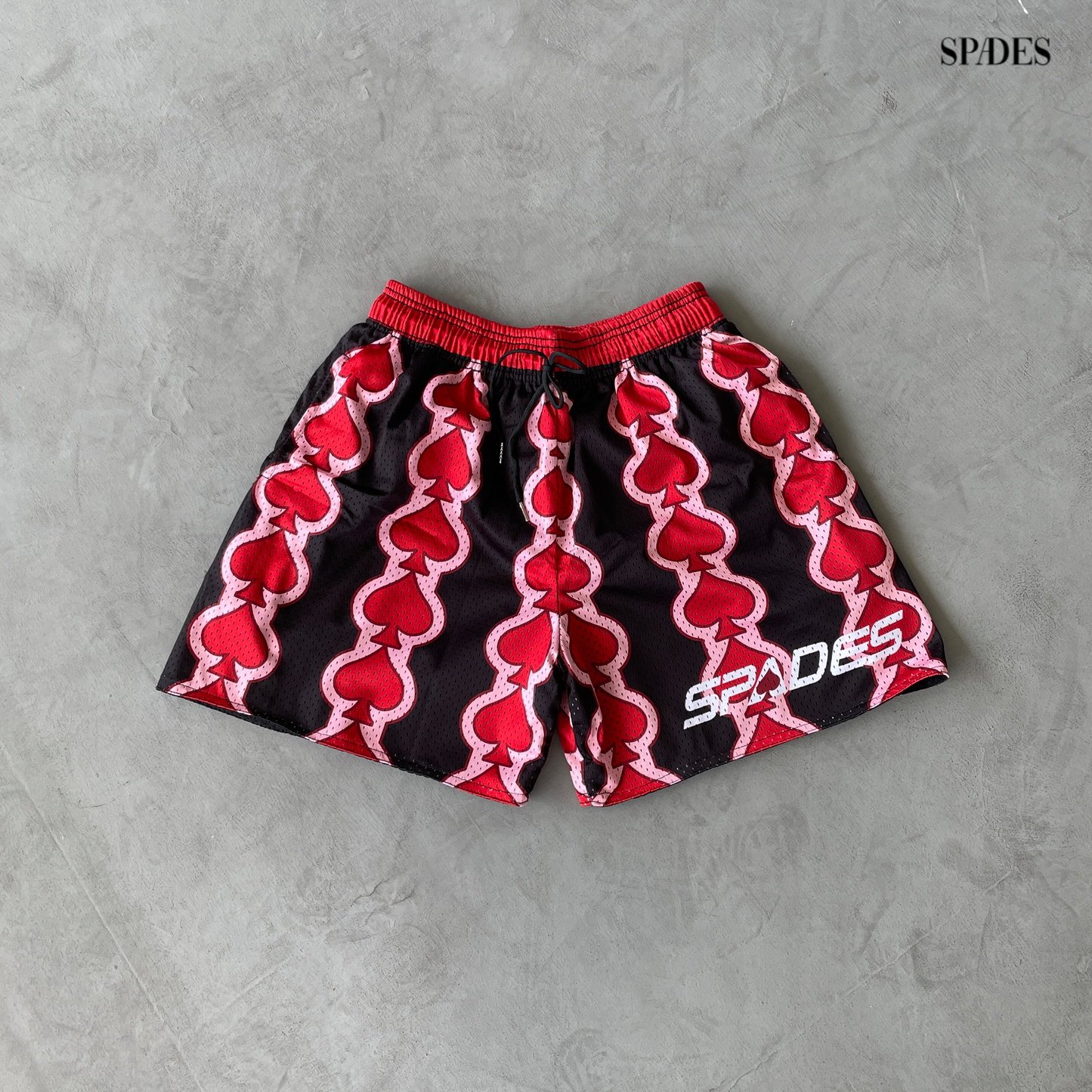 Spades Red Wave Mesh Shorts