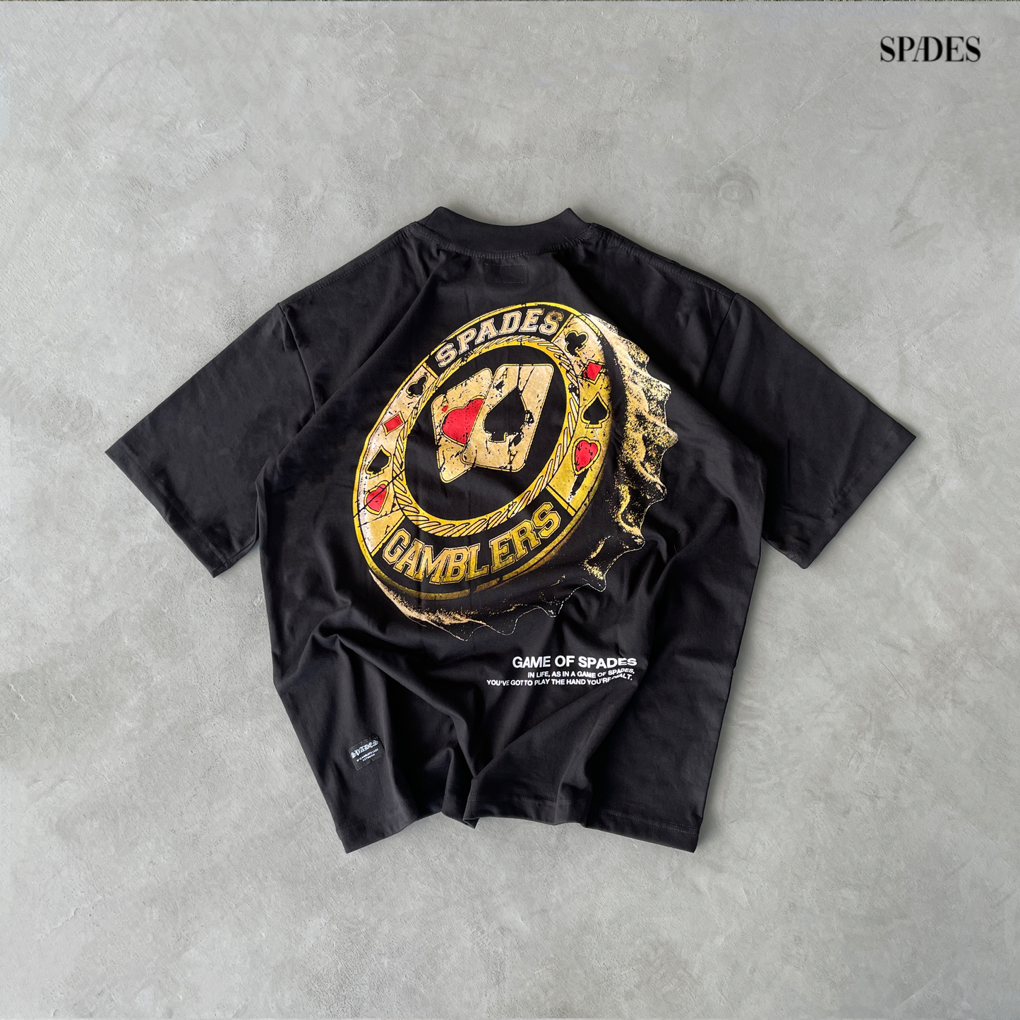 Spades Golden Cap Boxy Tee Black