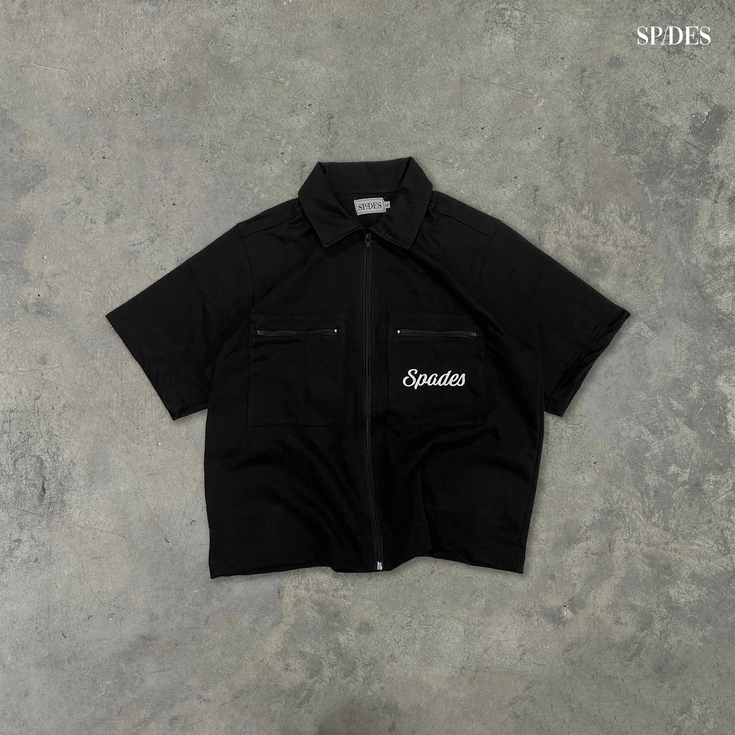 Gamblers Club Polo Boxy Crop Black French Terry