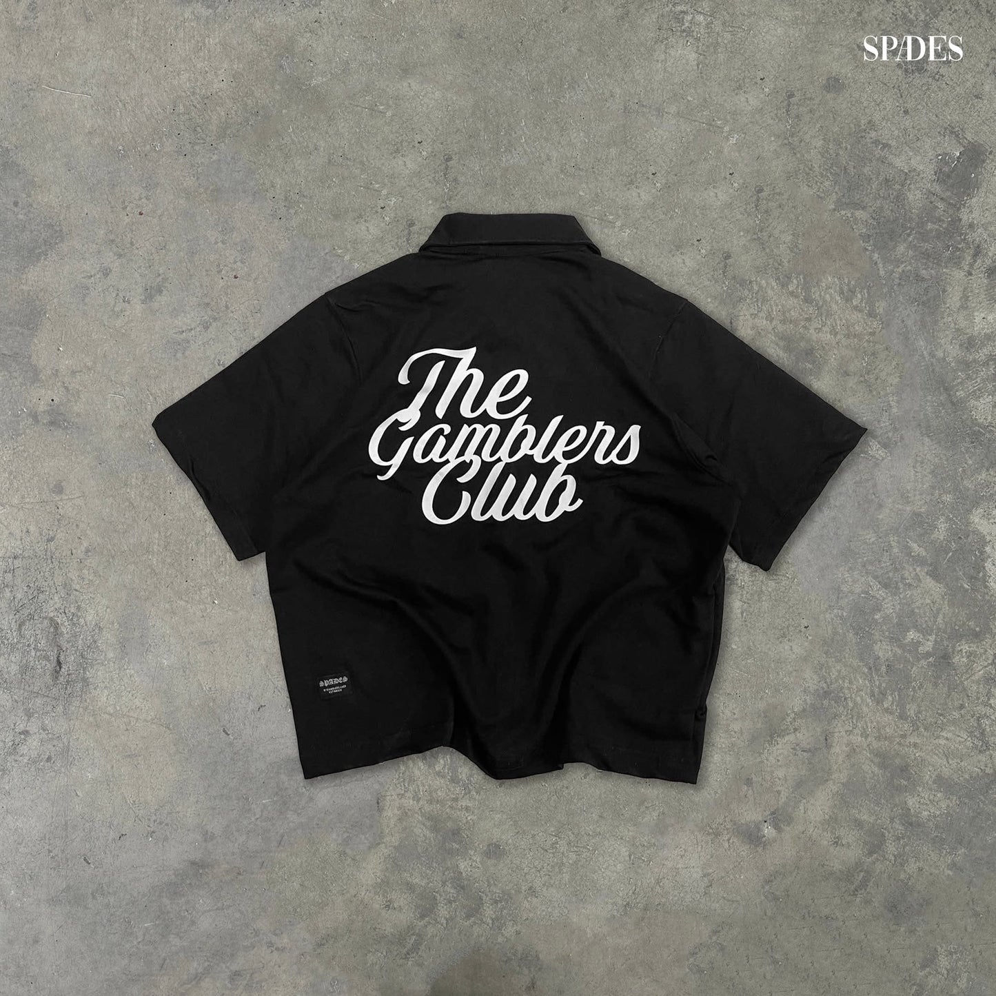 Gamblers Club Polo Boxy Crop Black French Terry SPADES