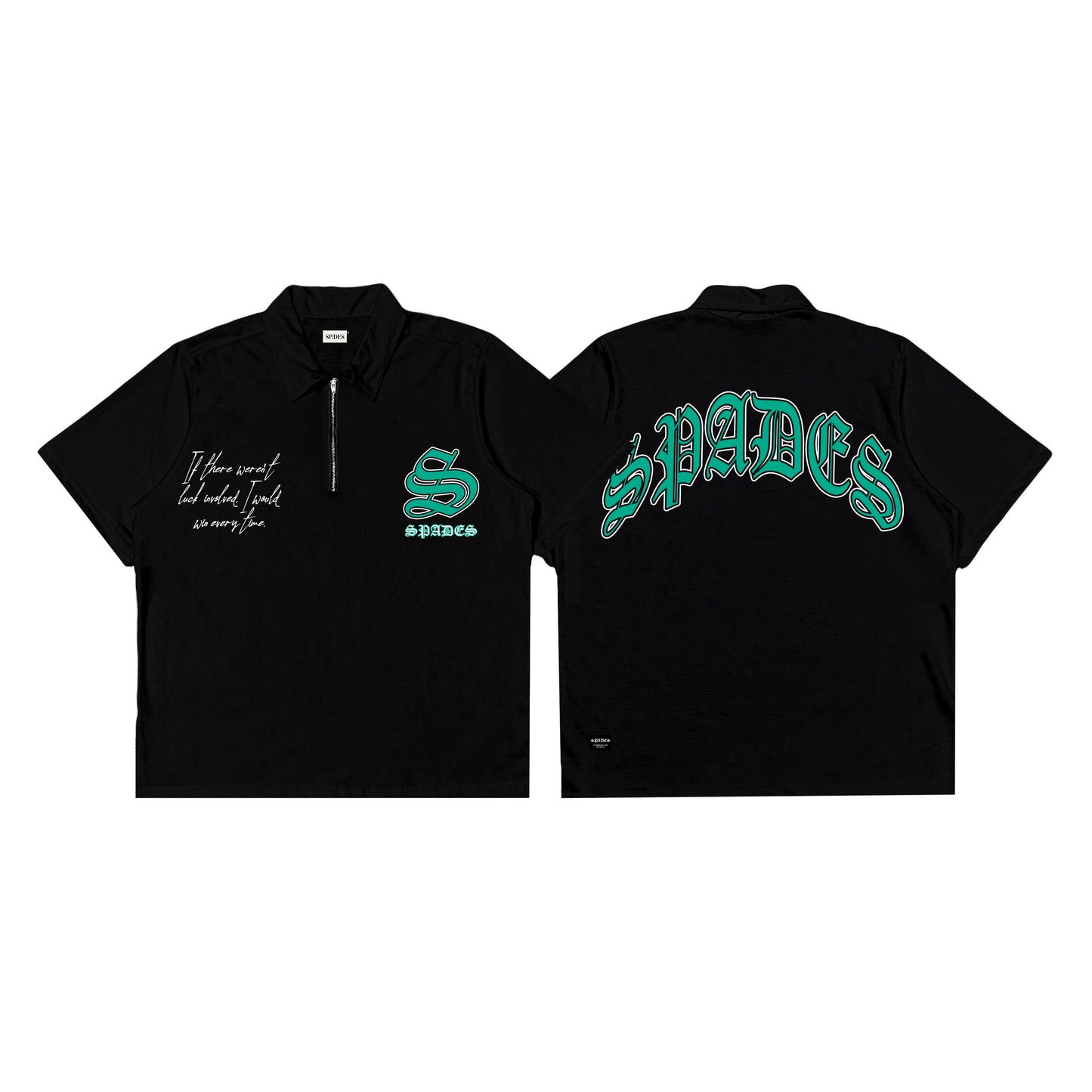 Spades Quarter Zip Polo Bigger Wins Black