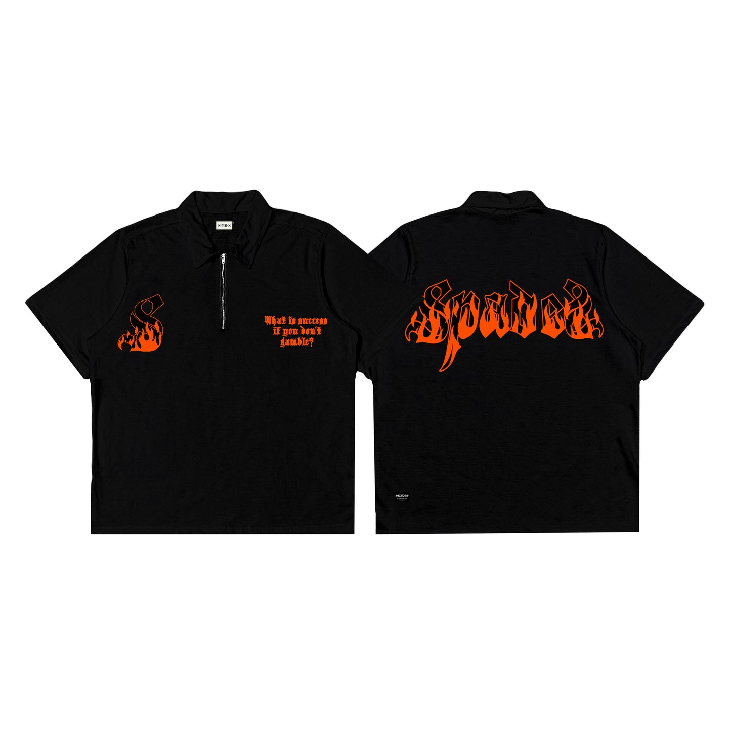 Spades Quarter Zip Polo Chasing Success Black