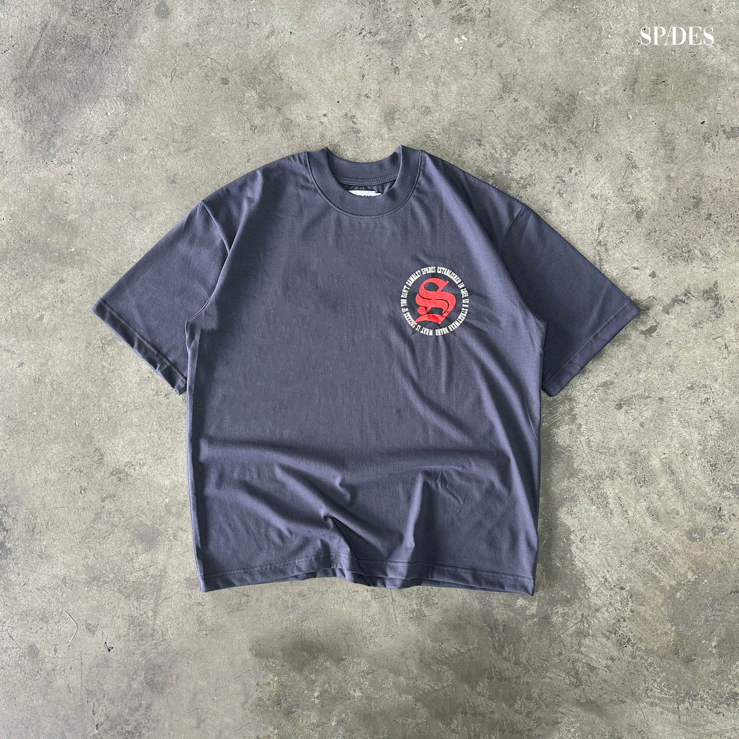 Grit Circle Signature Box Tee Gray