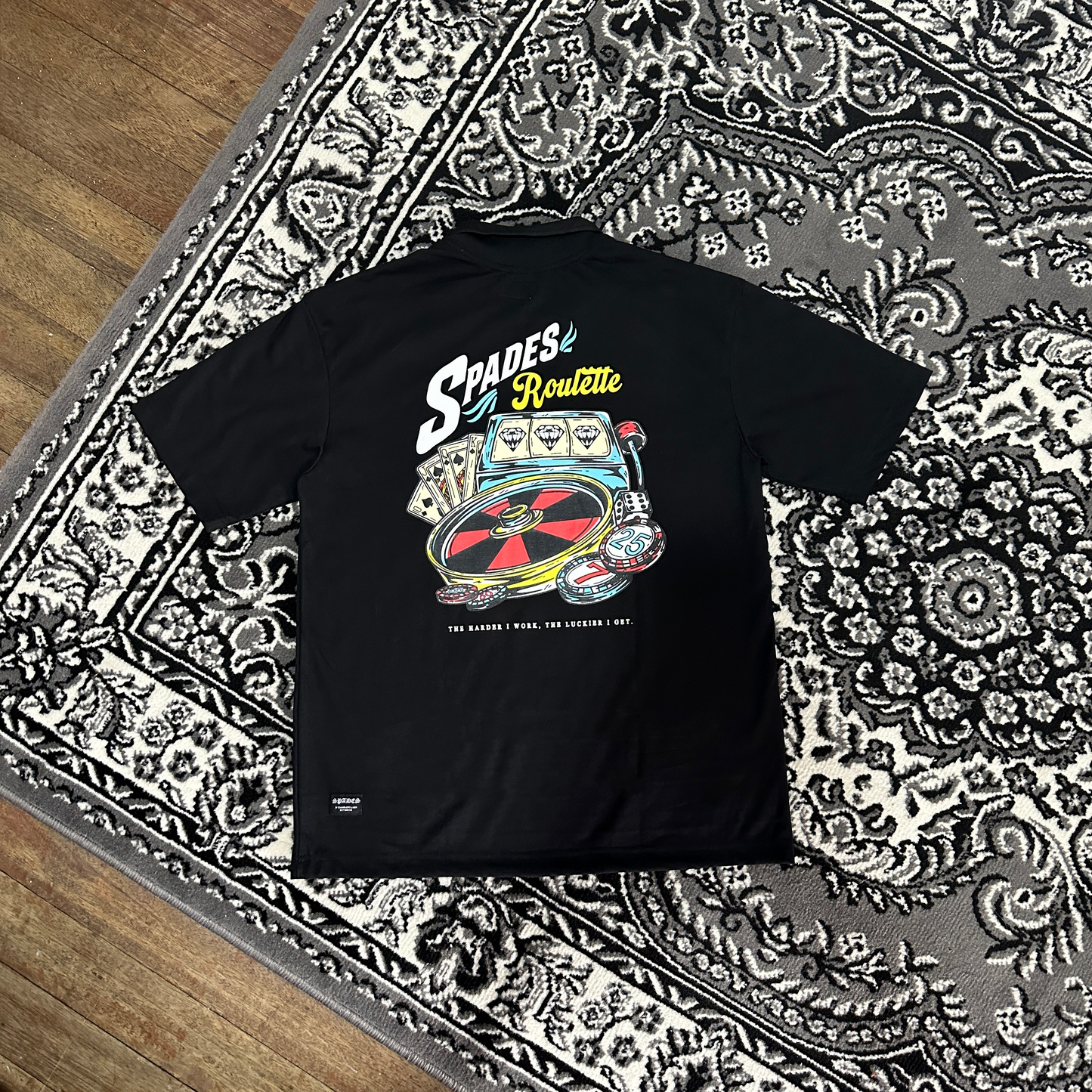 Spades Quarter Zip Polo Roulette Black