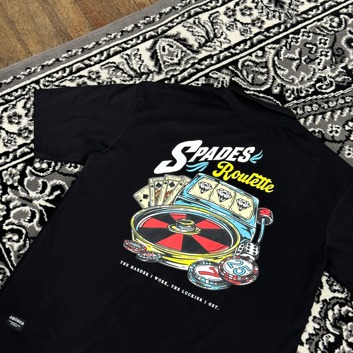 Spades Quarter Zip Polo Roulette Black