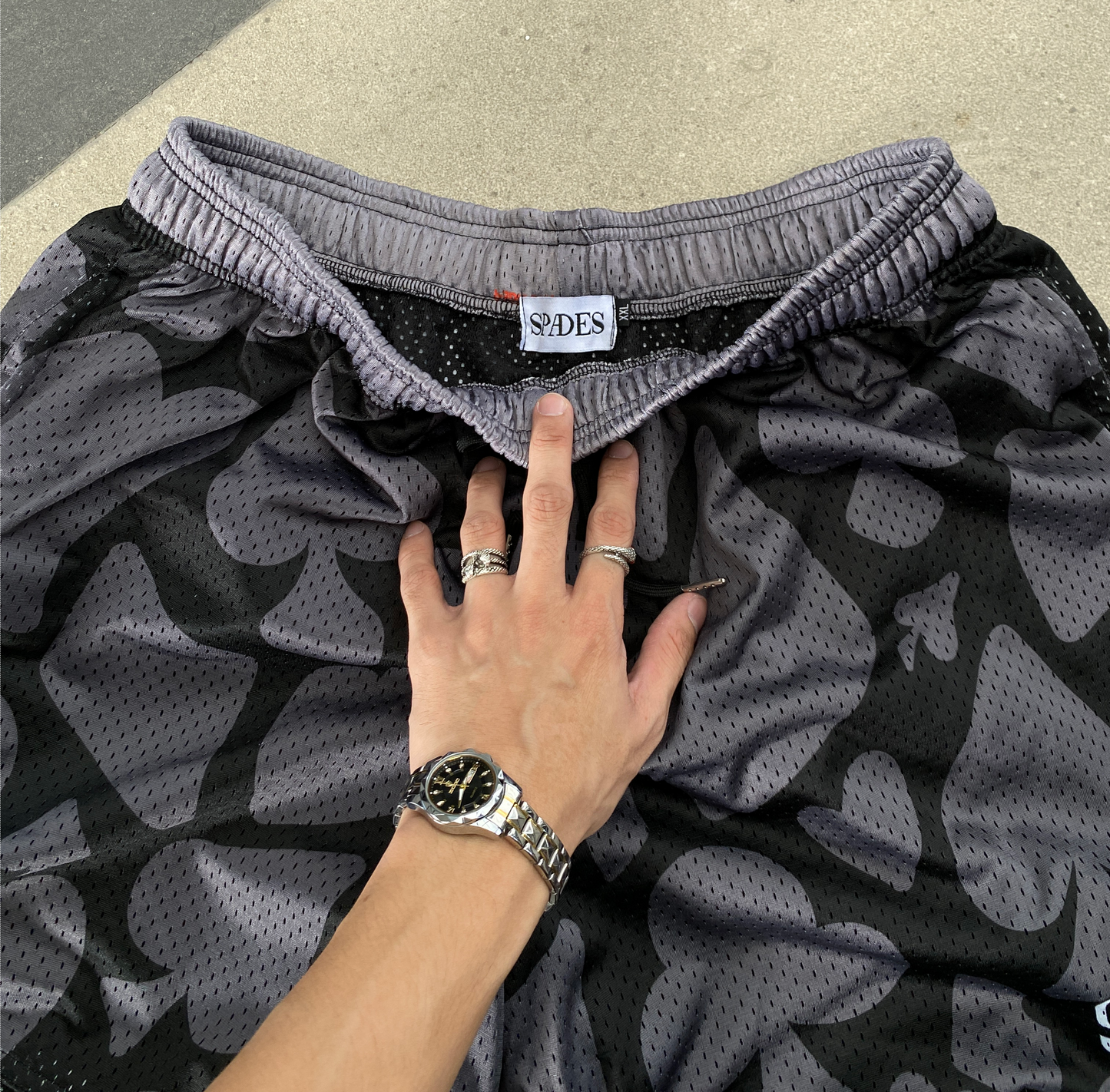 Spades Gamble All Deck Semi Step Mesh Shorts Dark
