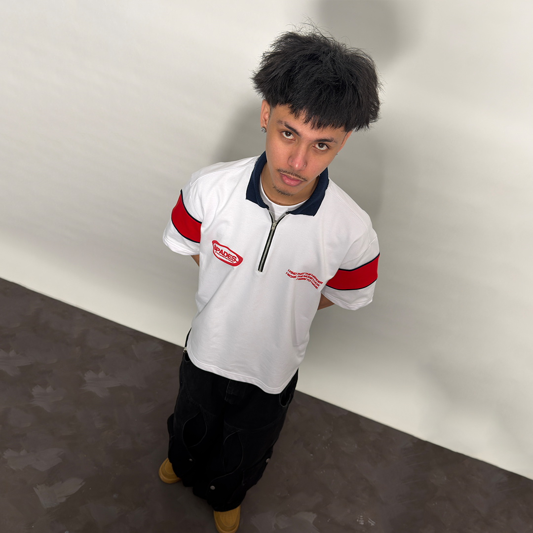 French Terry Quarter Zip Polo Box Tee Game Plan White