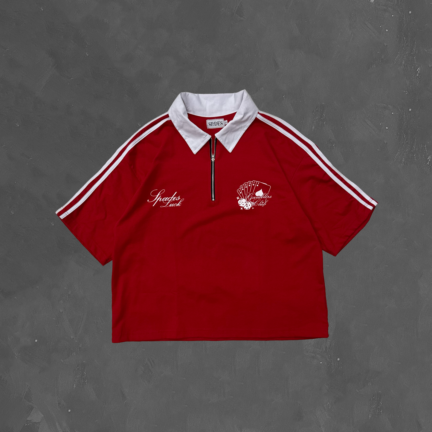 Spades Gamblers Den Half Zip Boxy Crop Polo SPADES