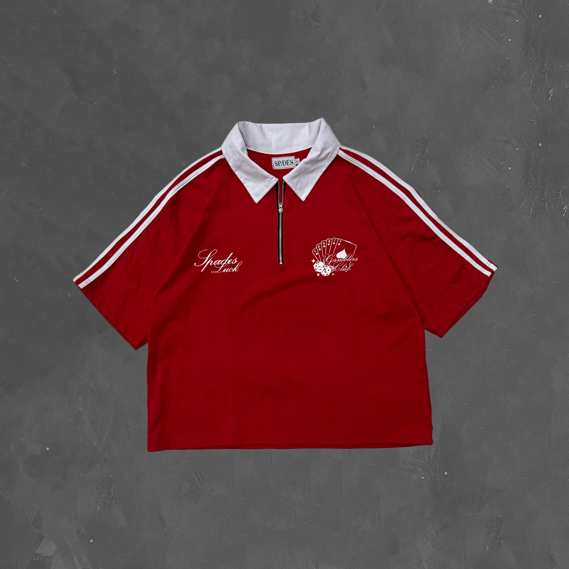 Spades Gamblers Den Half Zip Boxy Crop Polo SPADES