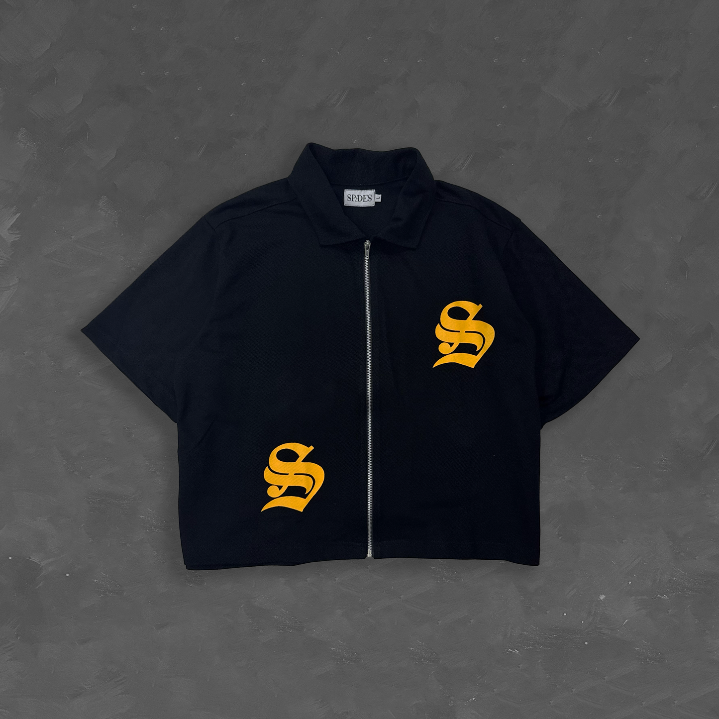 Spades Golden S Full Zip Polo Boxy Crop