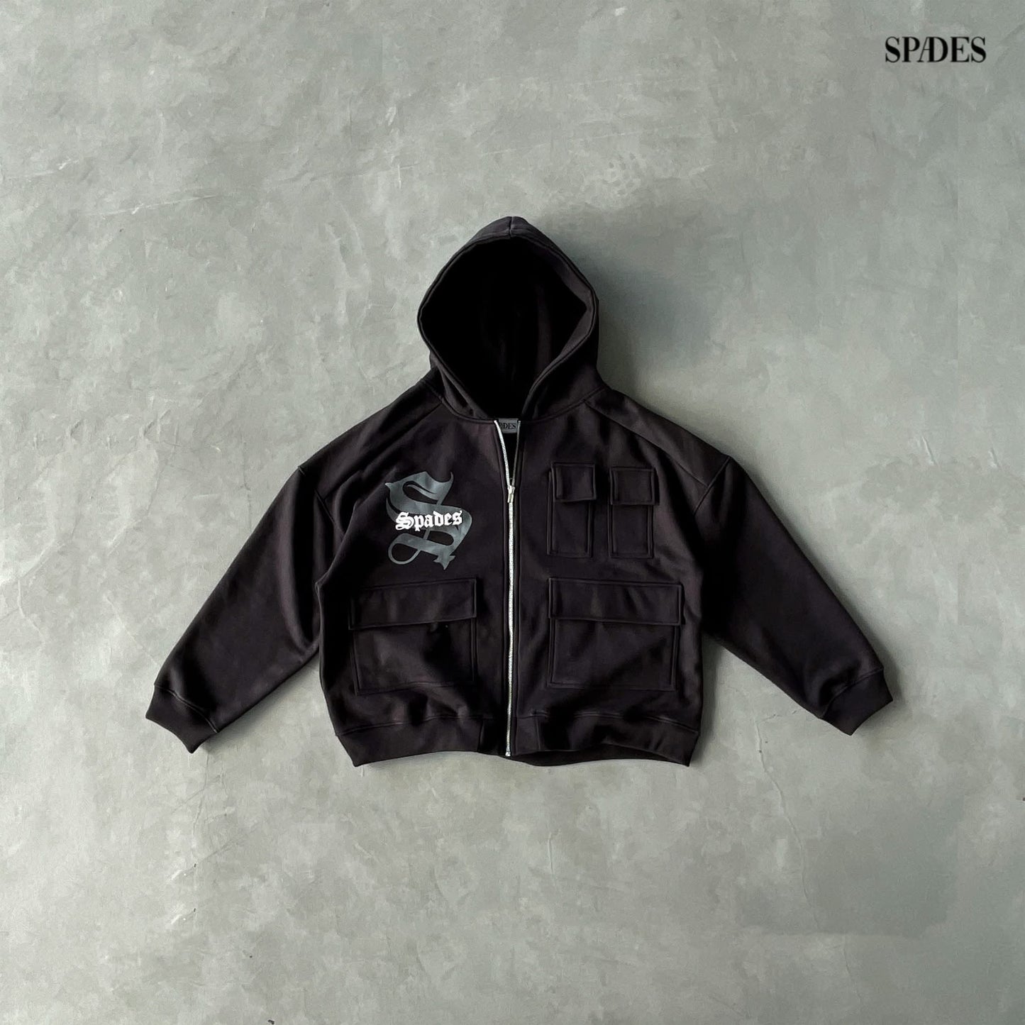 Spades Better Than Yesterday Tactical Zip-Up Boxy Hoodie