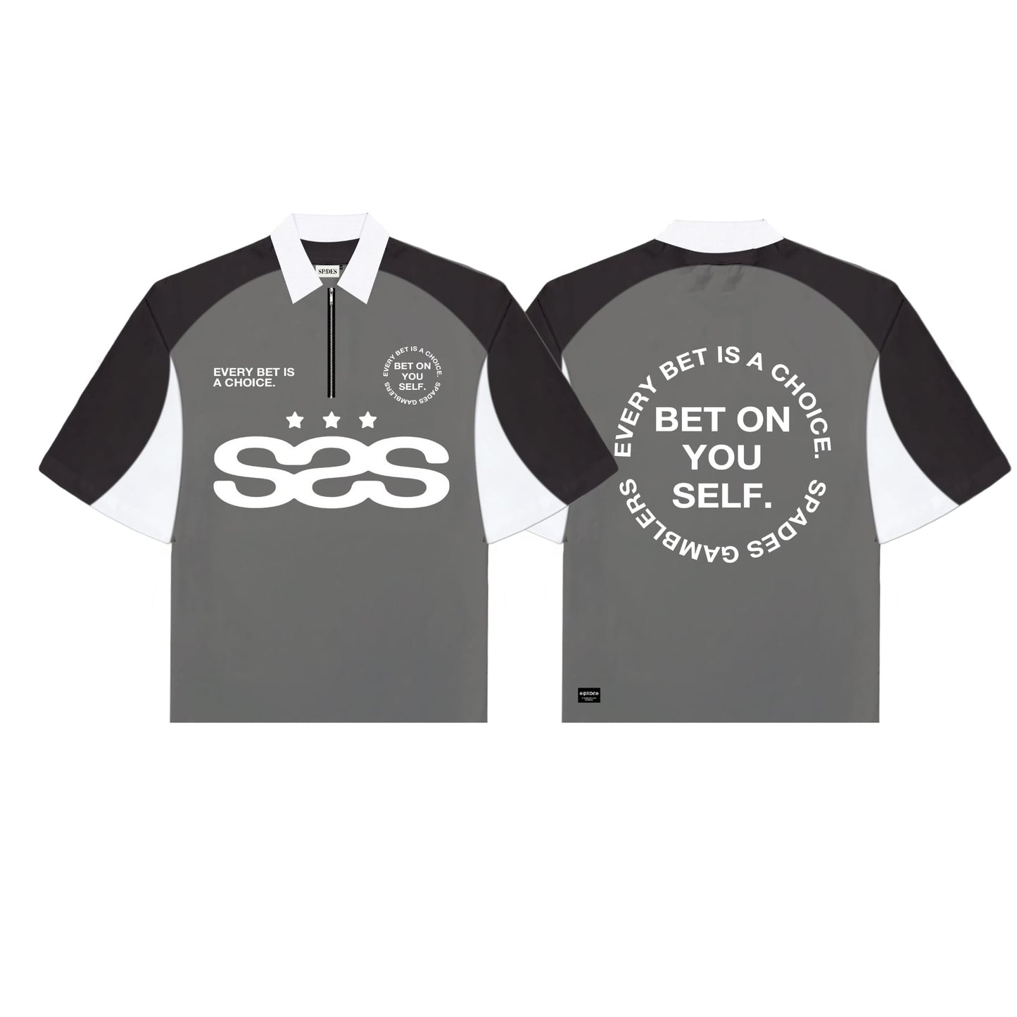 Spades Neutral Stake Boxy Crop Polo Pique