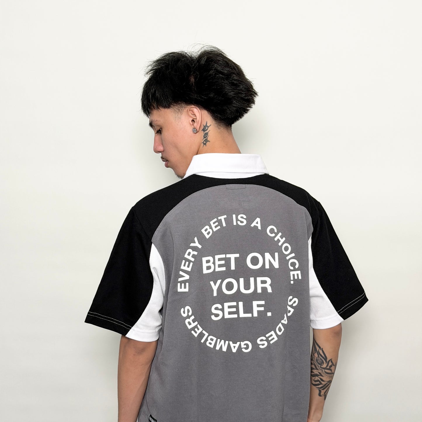 Spades Neutral Stake Boxy Crop Polo Pique