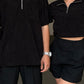 Corduroy  Quarter Zip Polo Shirt  Black