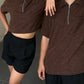 Corduroy  Quarter Zip Polo Shirt Choco Brown