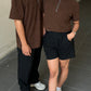 Corduroy Crop-top Quarter Zip Polo Shirt Choco Brown