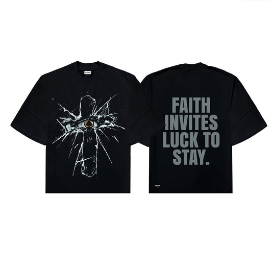 Shattered Faith Boxy Crop Tee Black