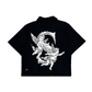 Angelic Descent Polo Boxy Crop Black French Terry