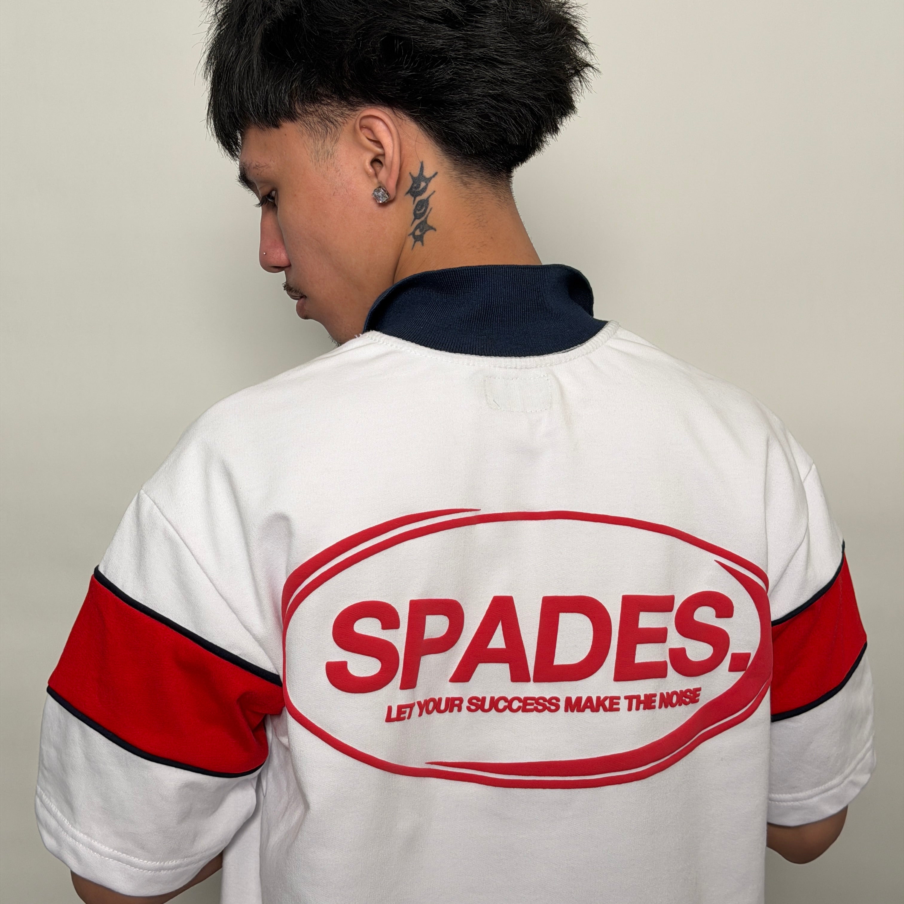 French Terry Quarter Zip Polo Box Tee Game Plan White – SPADES